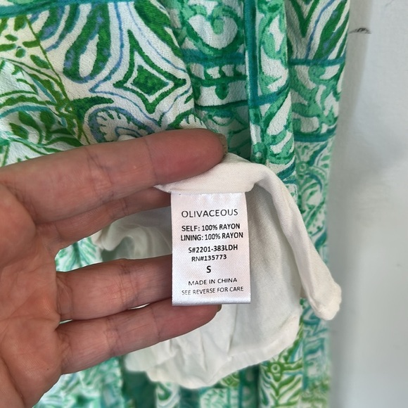 Olivaceous Open Back Maxi Dres green blue print small - Picture 7 of 7